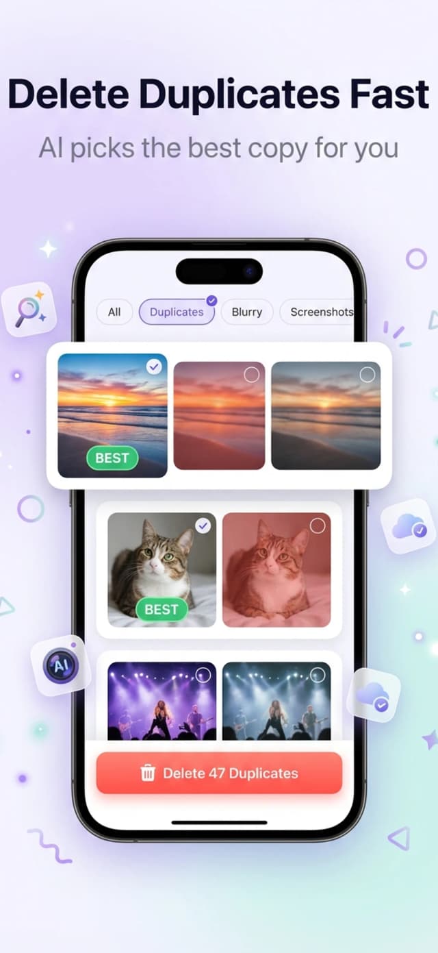 Swipe to clean duplicate photos on iPhone